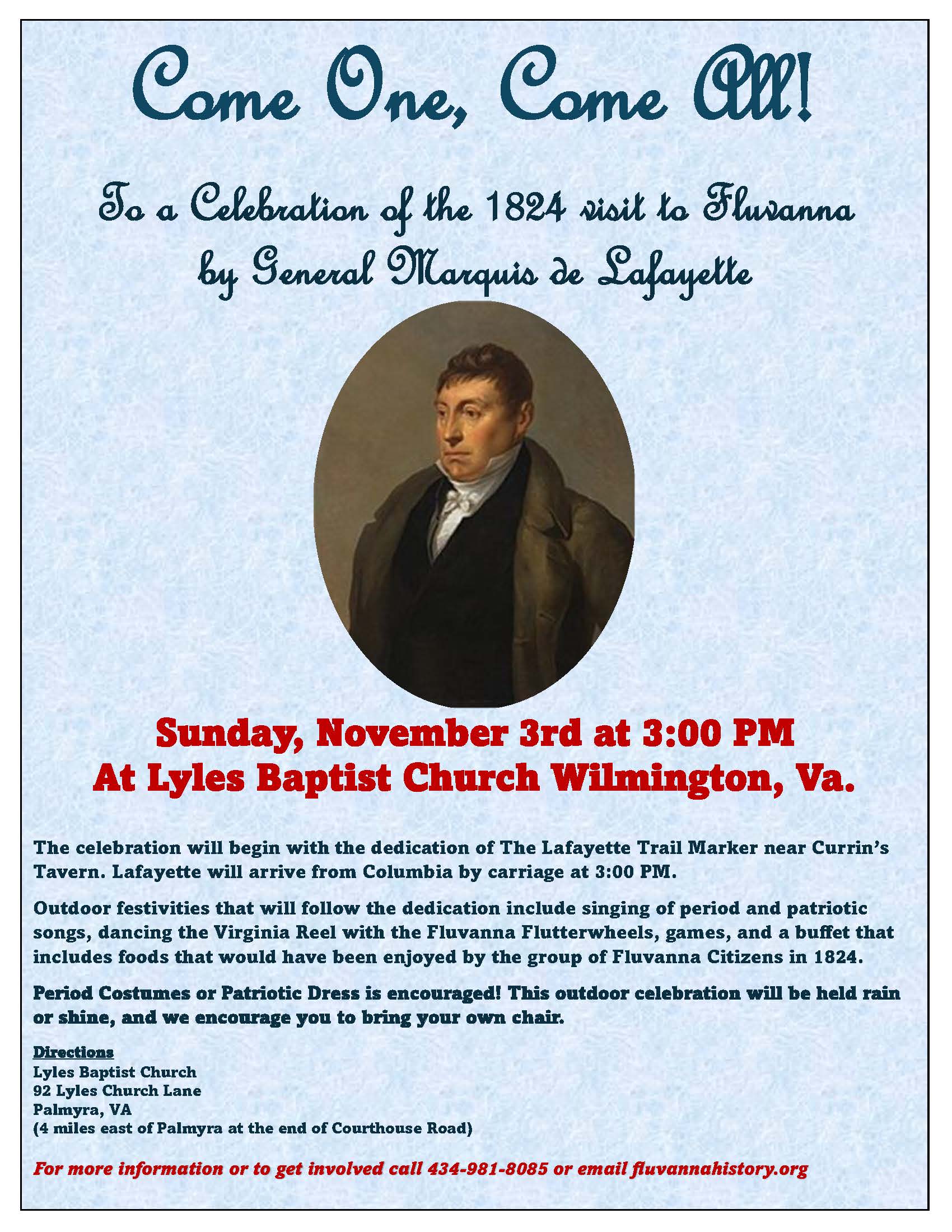 A Celebration of the 1824 Visit to Fluvanna by General Marquis de Lafayette